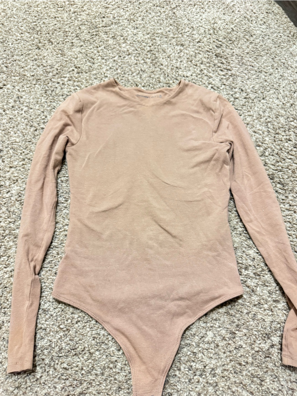 Abercrombie Long-Sleeve One-Piece Bodysuit in tan